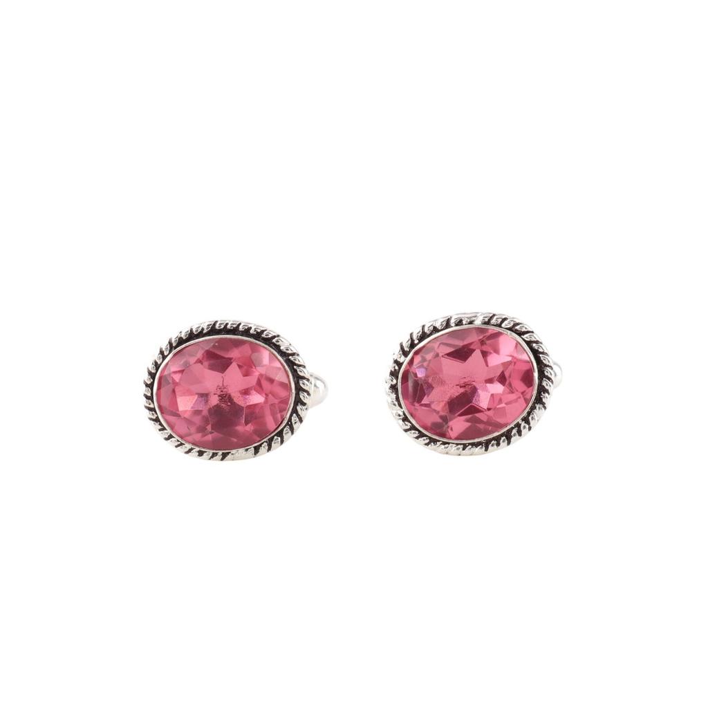 Pink Tourmaline Gemstone 925 Sterling Silver Gift Jewelry Men's Cufflinks 0.6" CL-1-7