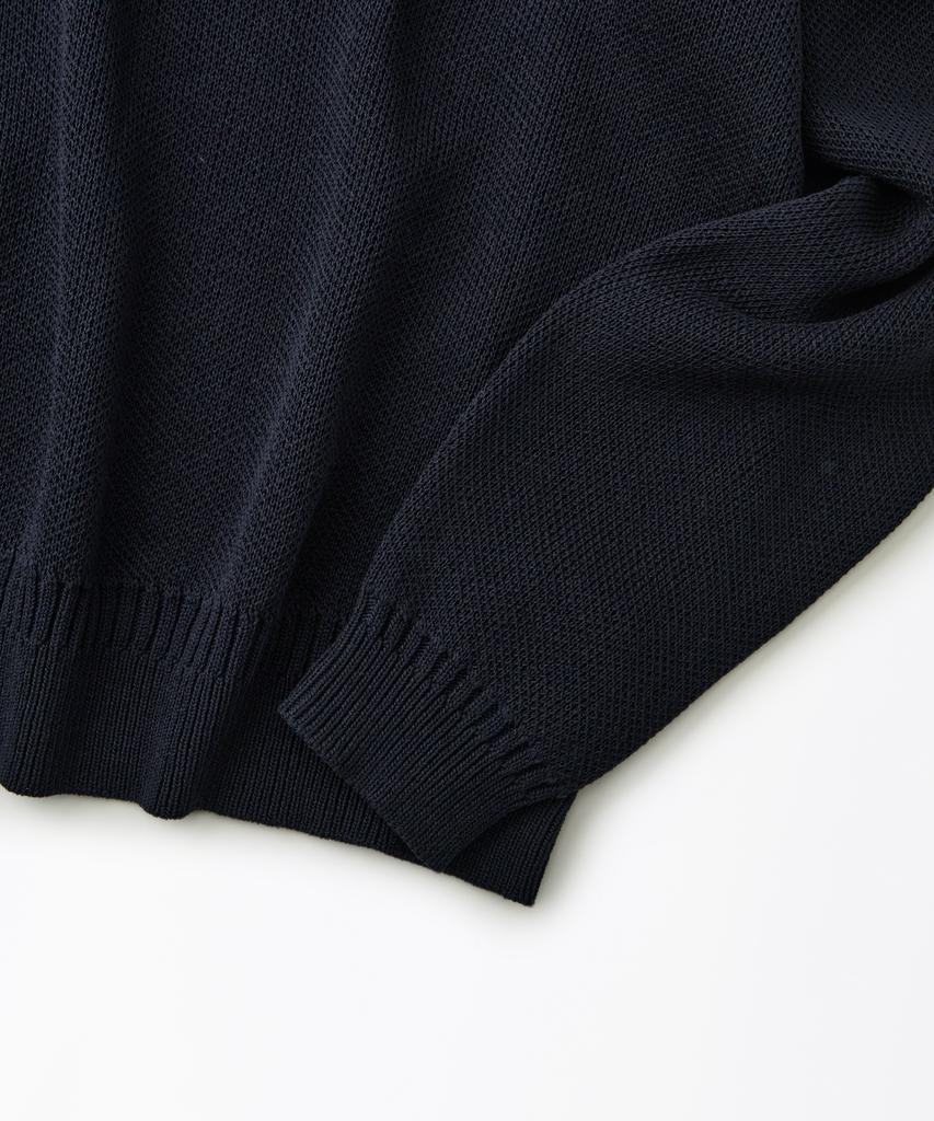 OUTSTANDING Linen Fisherman Crew Neck Knit_Navy