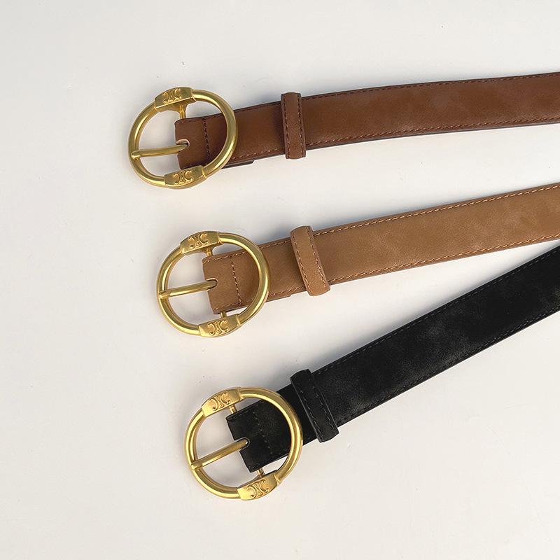 Neuer Reverse Samt Matt Echtes Leder Damen Gürtel Rindsleder Damen High-End Stil Passend Rock Jeans Gürtel