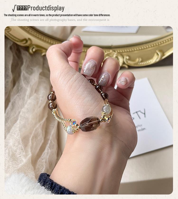 Faceted Smoky Quartz & Gray Moonstone Bracelet - Niche Design for Women, Perfect Gift for Friends.