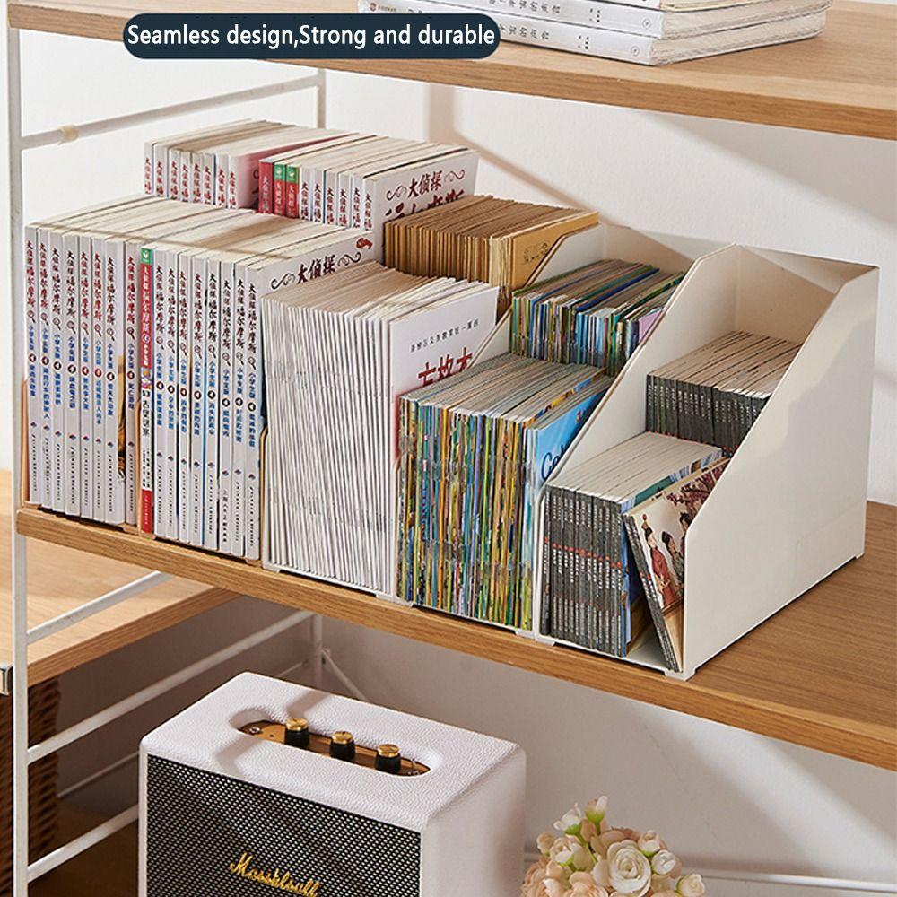 Portable Plastic Bookends Solid Color Double Layer Book Stand Large Capacity File Storage Shelf Student Supplies