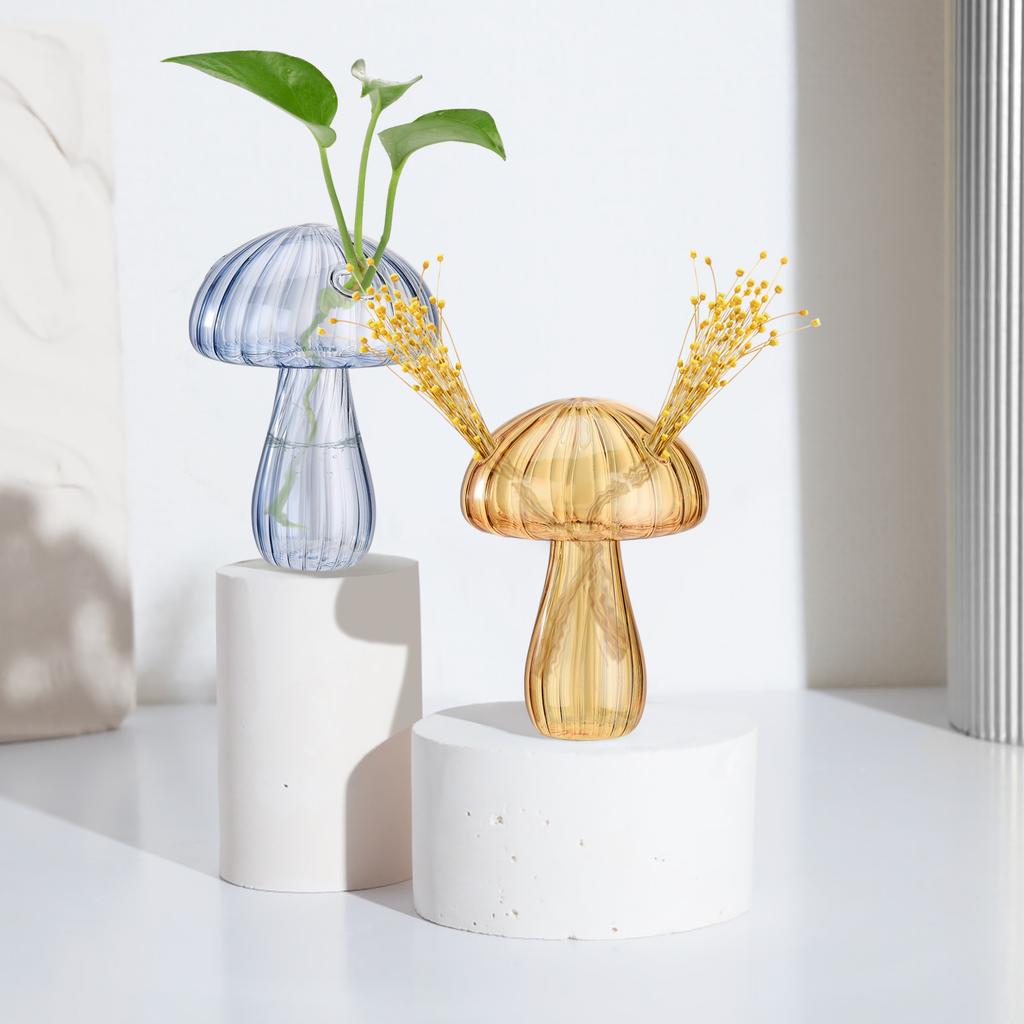 Mushroom Vase Elegant Home Decor Hydroponics Glass Vase Water Planting Glass Container