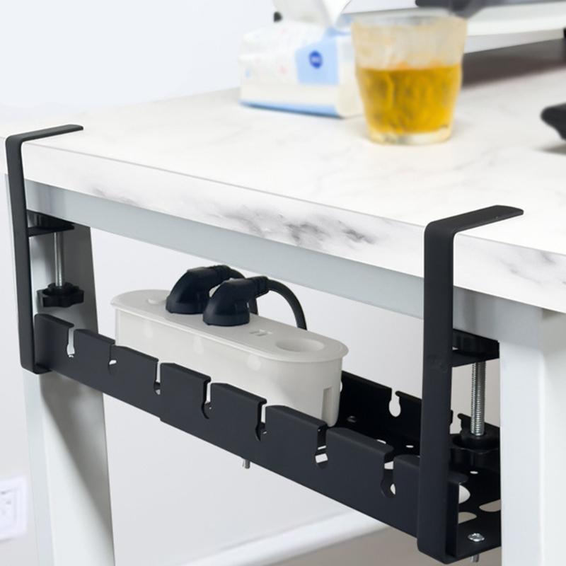 Adjustable Length Under Desk Cable Organizers Tray Retractables From 15.75 To 20.47 Inches For Office Home Desk Wire Management