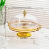 Amber Striped Pedestal Dessert Plate with Dome Lid