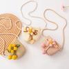 Cute Flower Straw Bag Mini Colorful Summer Beach Shoulder Bag Handmade Zipper Coin Purse