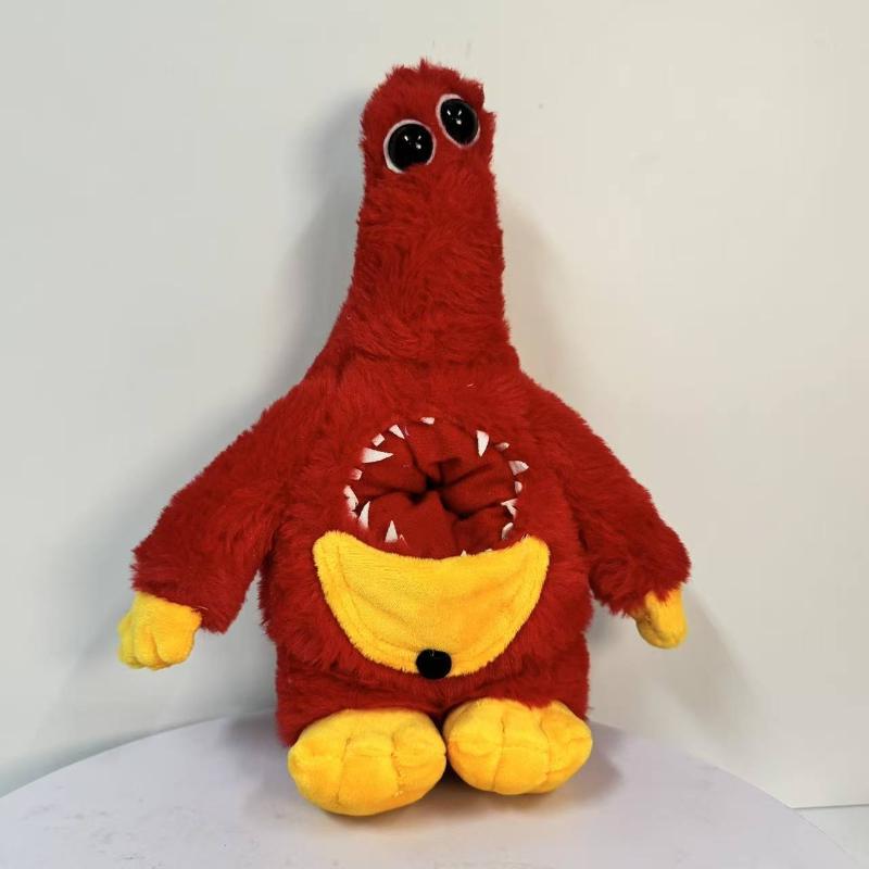 Poppy Playtime Prototype 1006 Plush Toy - Red Monster Stuffed Doll with Zipper Mouth Yellow Pocket, Horror Game Character Plushie Gift for Fans & Kids