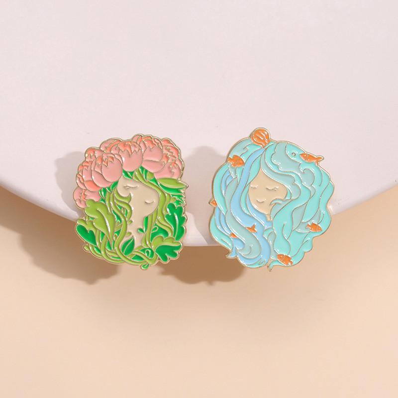 Playful And Artistic Dopamine Girl Brooch In Colorful Flower And Ocean Animal Designs For Everyone