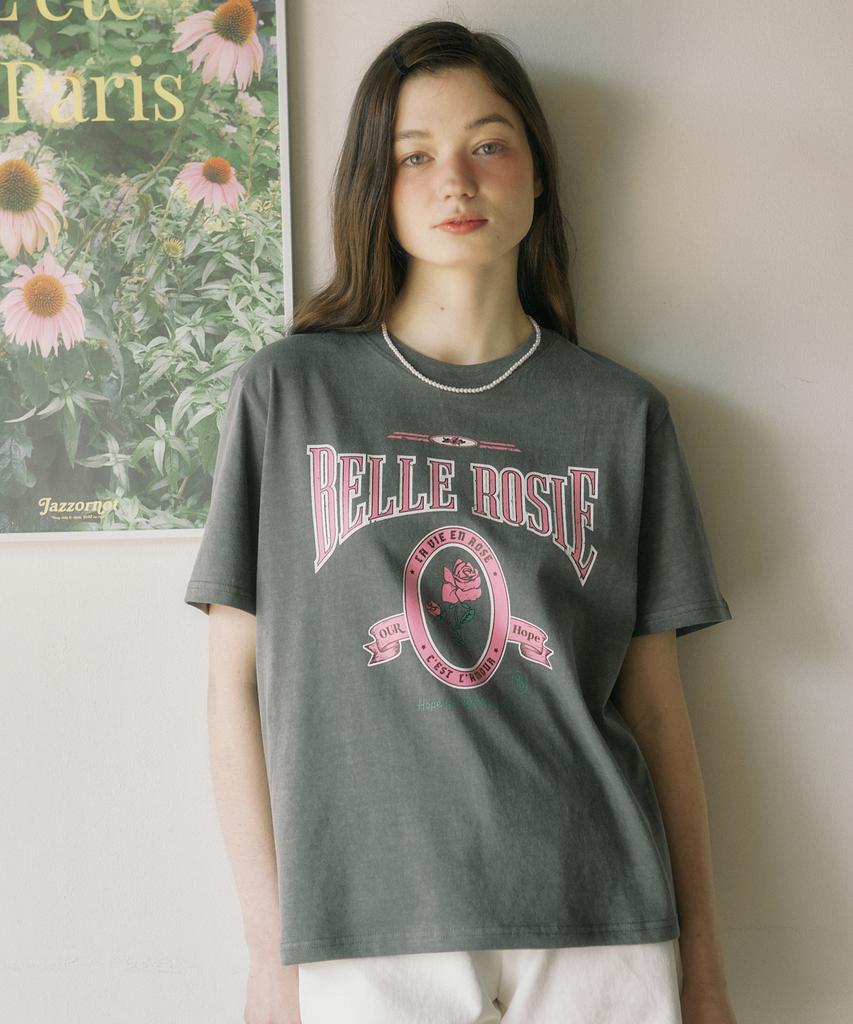 OURHOPE Bell Rose T-Shirt - Dark Gray
