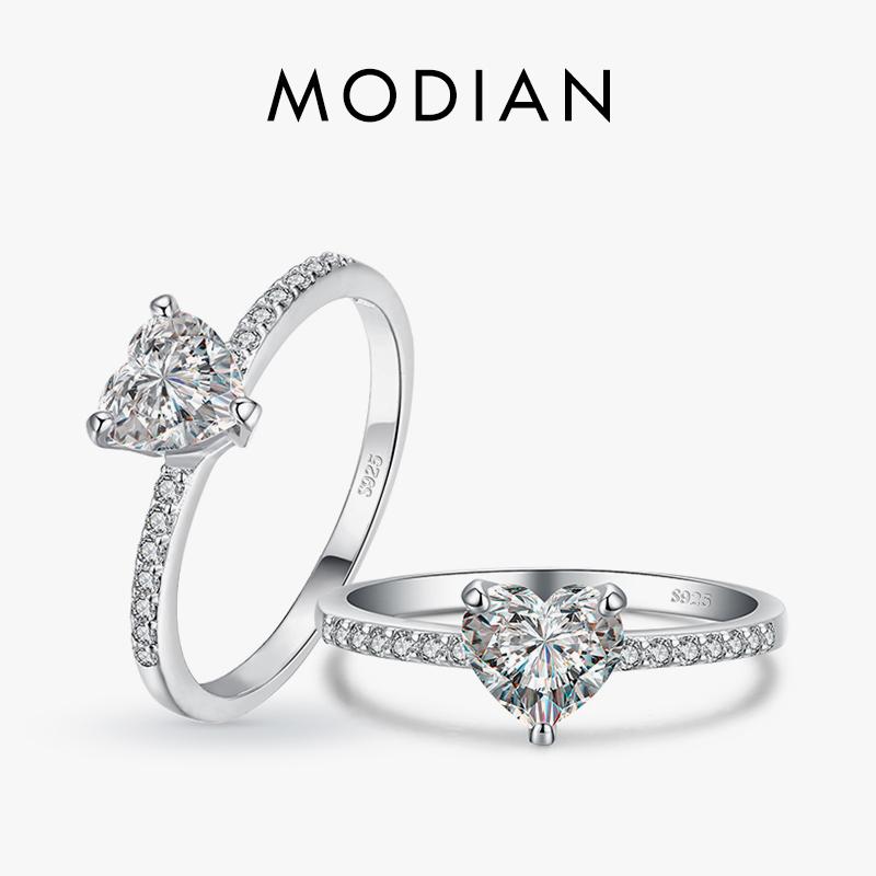 

Модиан стерлингового серебра 925 пробы сердце 1CT прозрачный CZ кольца на палец для женщин классические роскошные свадебные аксессуары ювелирные изделия ПОДАРОК