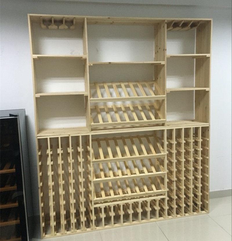

Solid Wood Wine Cabinet: Adjustable Large Rack with Glass Hangers Adjustable Large Size