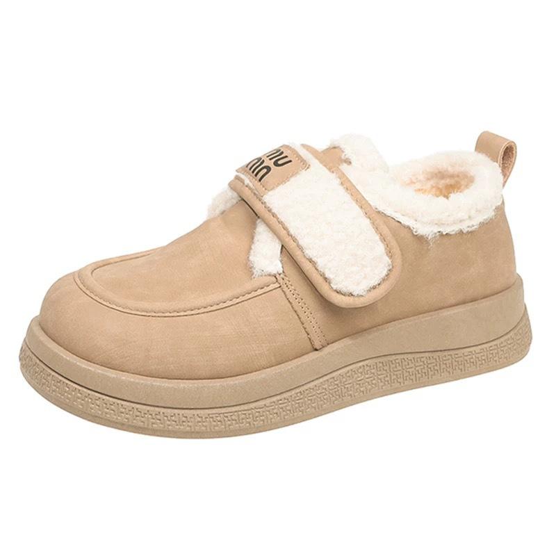 Velcro cotton shoes women's winter velvet thickened new warm non-slip thick-soled snow boots
