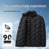 Windproof White Duck Down Fleece Jacket with Stand Collar for Outdoor Autumn and Winter