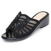 5cm Big Size 35-43 Comfortable Mesh Rhinestone Platform Wedges Slippers Leather Shoes 2025 Med Heels Slides for Office Mom Party