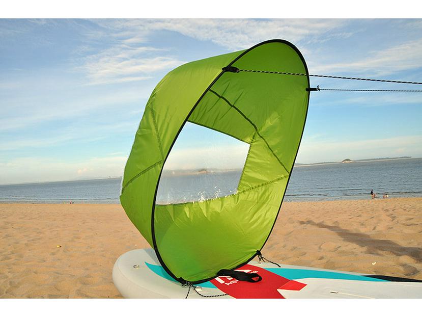 Portable 42-Inch Green Kayak Sail for Paddle Boards - Compact and Foldable Downwind Sail