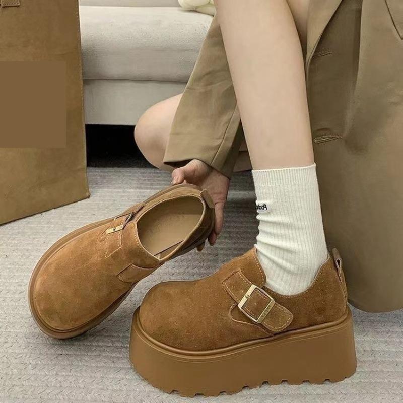 Autumn Retro Small Man Heightening Platform Single Shoes Women's New Retro Versatile