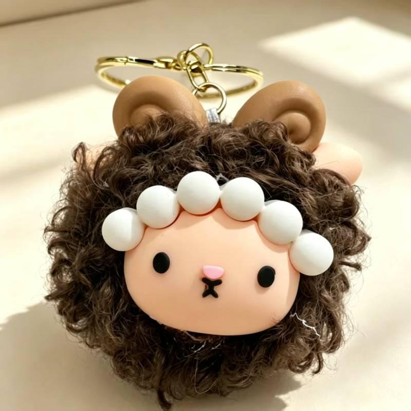 Curly Sheep Plush Pendant Keychain Mini Sheep Plush Pendant Soft Lamb Doll Accessories Car Decor Keychain Bag Decoration Gifts