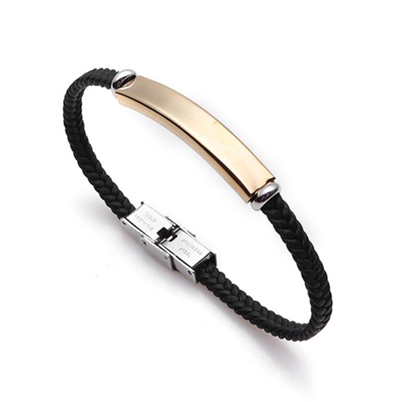Customized Engraved Name Text Braided Rope Chain Bracelet Stainless Steel Carve Anniversary Date  for Women Men