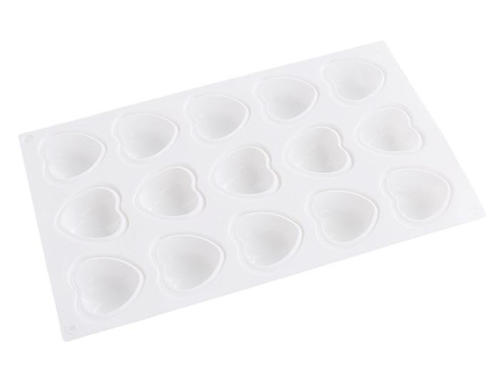 Silicone Heart Shaped Monoportion Mold 15 Nests Desserts Mousses Pralines