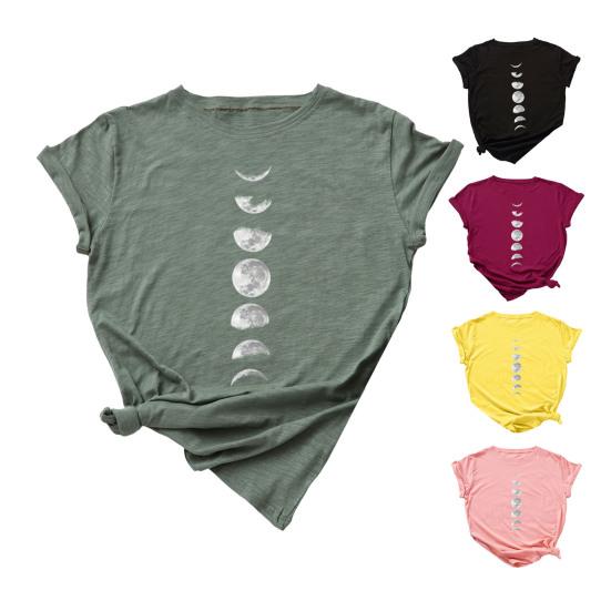Dames Tops Ronde Hals Korte Mouw Bedrukt Ontwerp Zacht Rekbaar T-shirt Normale Pasvorm Zomer Topjes Dagelijkse Kleding