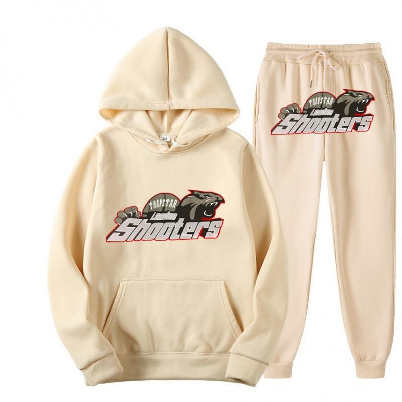 New Men's and Women's Casual Sports Suit, Red and Black Tiger Head Sweater and Sweatpants Suit.
