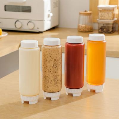Condiment Dispenser Squeeze Sauce Bottle Big Capacity Reusable Condiment Container Double Head Kitchen Tool for Liquids Sauces