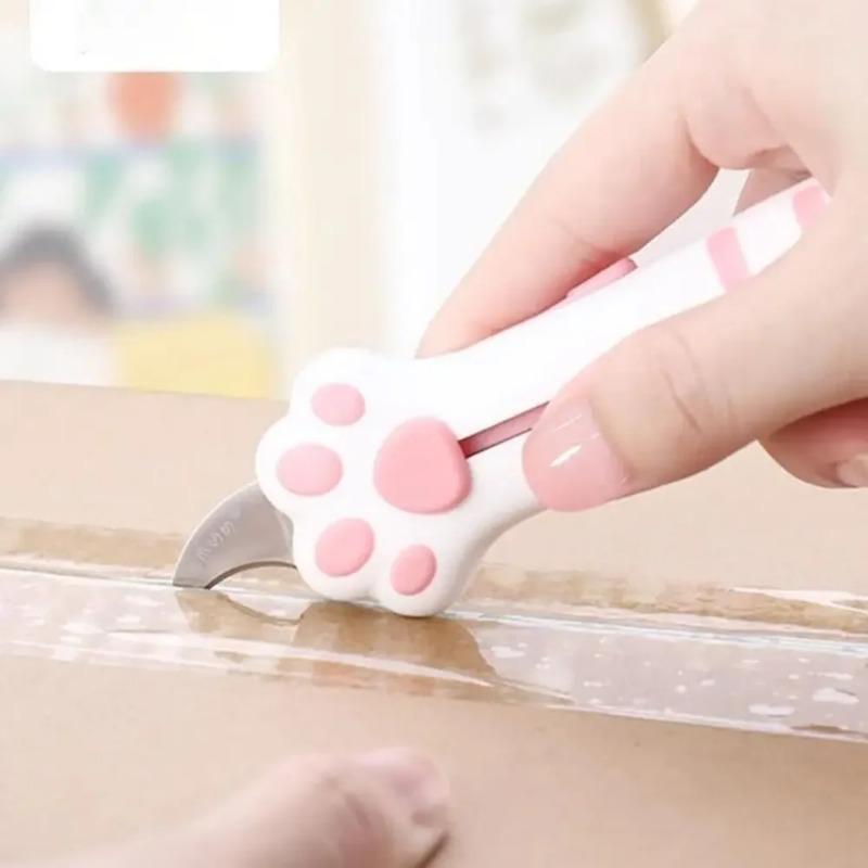 Cute Cat Paw Sharp Box Cutters Mini Portable Cat Claw Utility Knife Creative Hand Account Decor Paper Cutting Tools Art Supplies