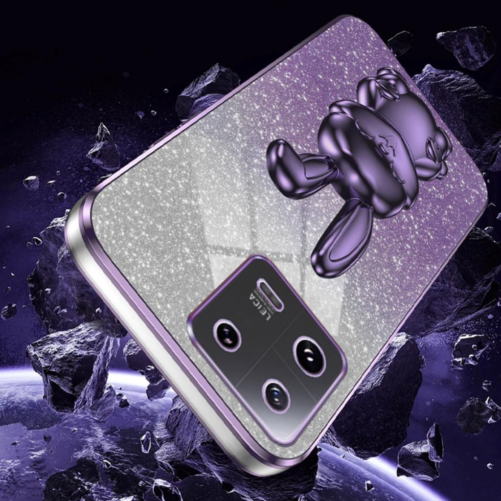 For Xiaomi 13 Cell Phone Case Fashion Glitter Pull-out Kickstand Anti-shock PC+TPU Cover