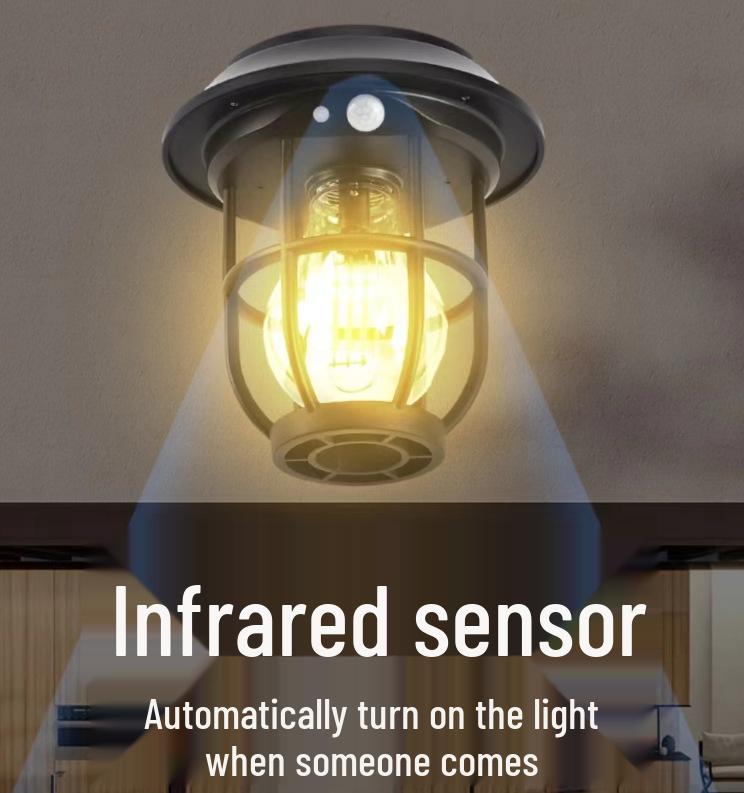 Waterproof Solar Wall Lamp: Outdoor Courtyard Light with Automatic Induction and Decorative Night Illumination.