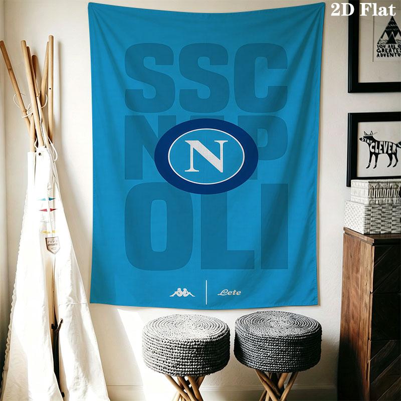 SSC Napoli Logo Wall Hanging Printed Fabric Blanket Decorative Tapestries for Bedroom Living Room Home Decor