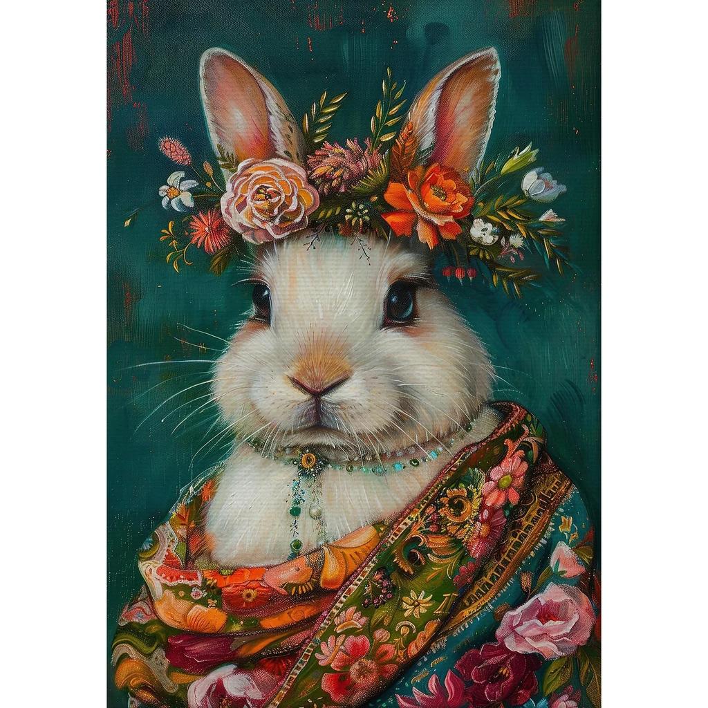 Vintage Maximalist Floral Wild Animal Canvas Painting Lion Owl Peacock Wolf Flower Poster Print Wall Art Picture Home Decor