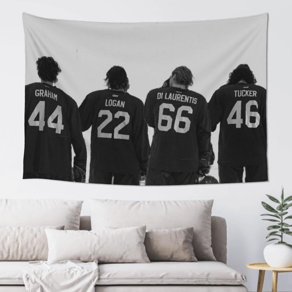 1Pc Ice Hockey Four Guys Book Character Tapestry, Off Campus Fan Wall Hanging, Cool Room Stuff, Large Size, Polyester 2D Print,