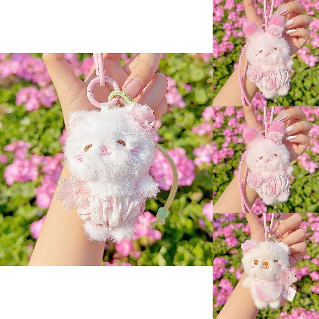 Cherry Blossom Bear Rabbit Cat Plush Animal Keychain For Girls And Kids