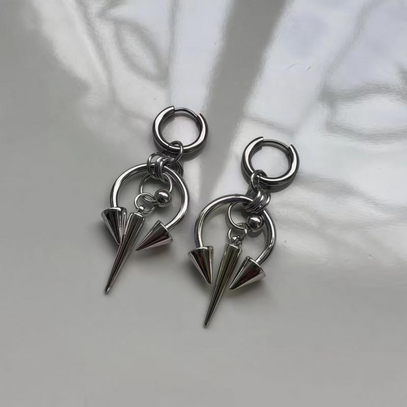 European Gothic Stainless Steel Double-Ended Cone Earrings