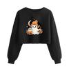 Women's Fashion Halloween Printed Navel-Exposed Long Sleeve Pullover Sweatshirt