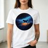 Starry Night Wolf Graphic T Shirt Majestic Wildlife Print Unisex Soft Cotton Crew Neck Short Sleeve Trendy Casual Tops