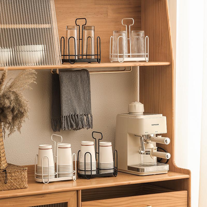 Cup Lid Storage Box Disposable Cup Rack Iron Art Cup Holder Dispenser For Countertops Durable Coffee Storage Rack For Kitchen