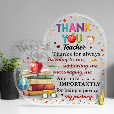 2D Flat Thank You Teacher Gift Desk Decor Plaque, Suitable for Wall Decoration, Porch, Room, Villa, Accents Home, Hallway, or Workplace - Rustic Farmh