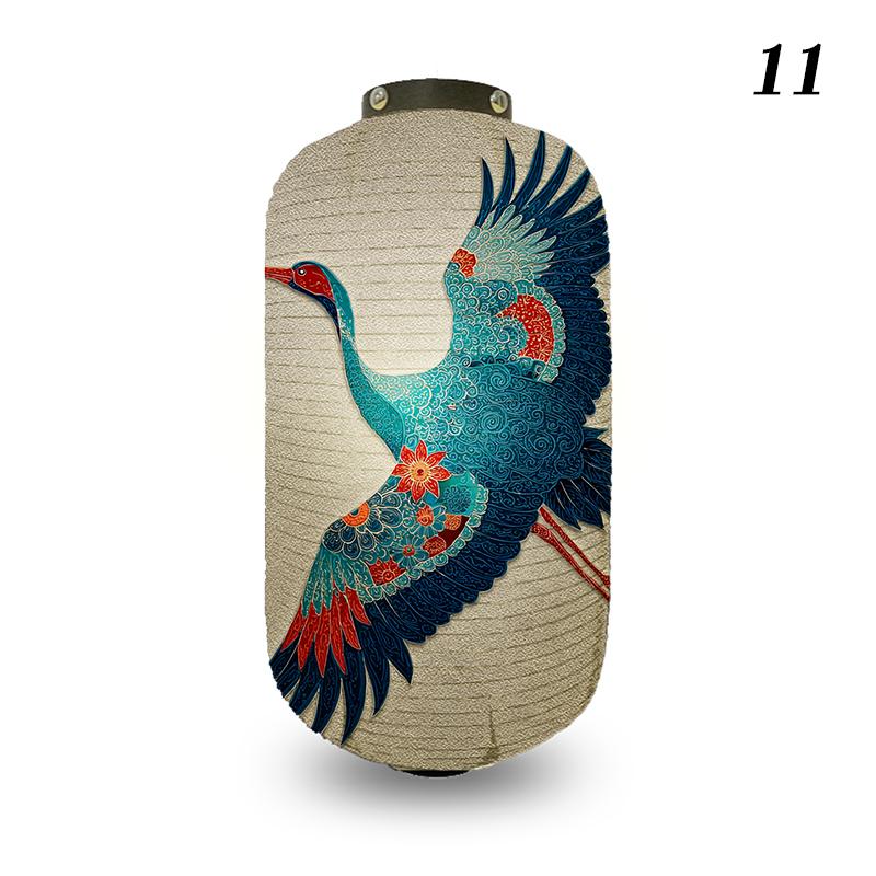 Japanese Style Lantern Ukiyo-e Style Flying-crane Printed Outdoor Bar Bistro Lantern Sushi Restaurant Hanging Lantern Decoration