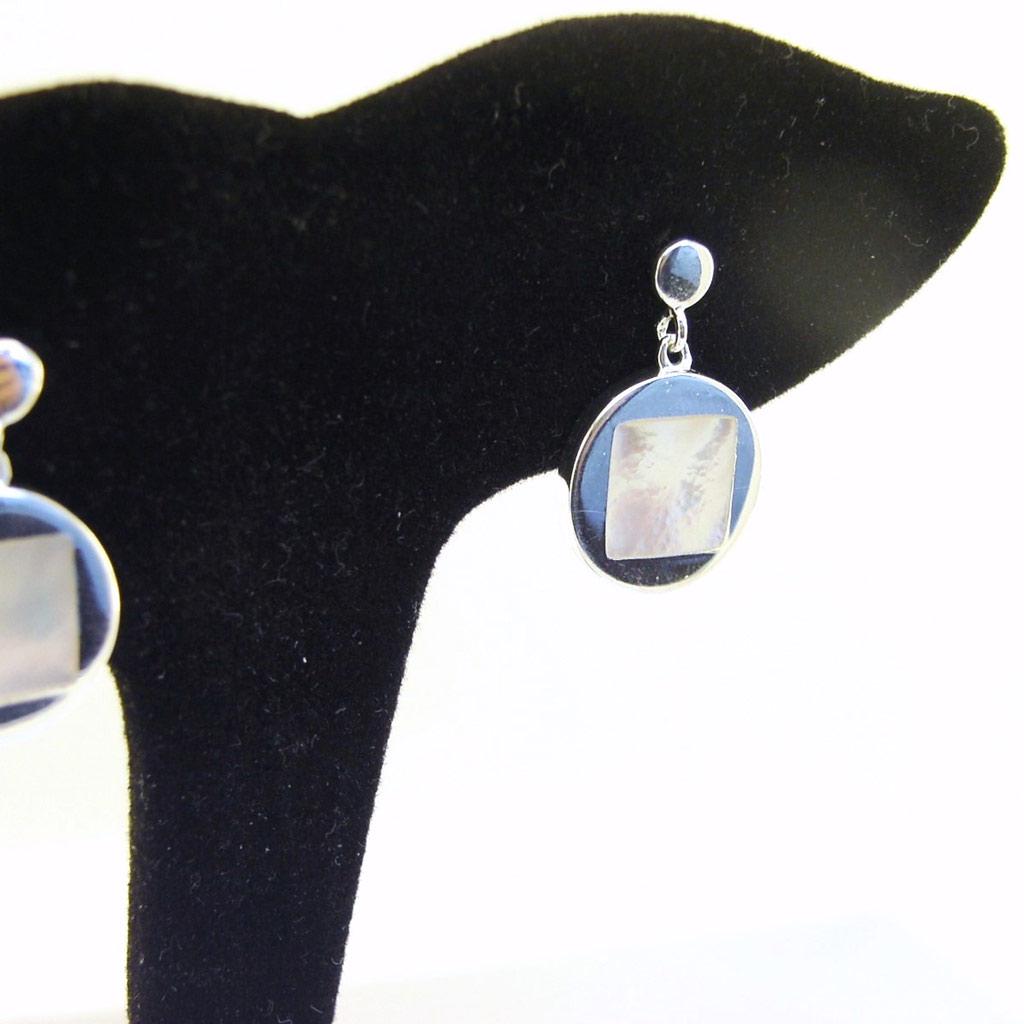 Les Trésors De Lily [F0035] - Silver Earrings 'Wisdom' Silver Mother-of-pearl - 19x13 Mm