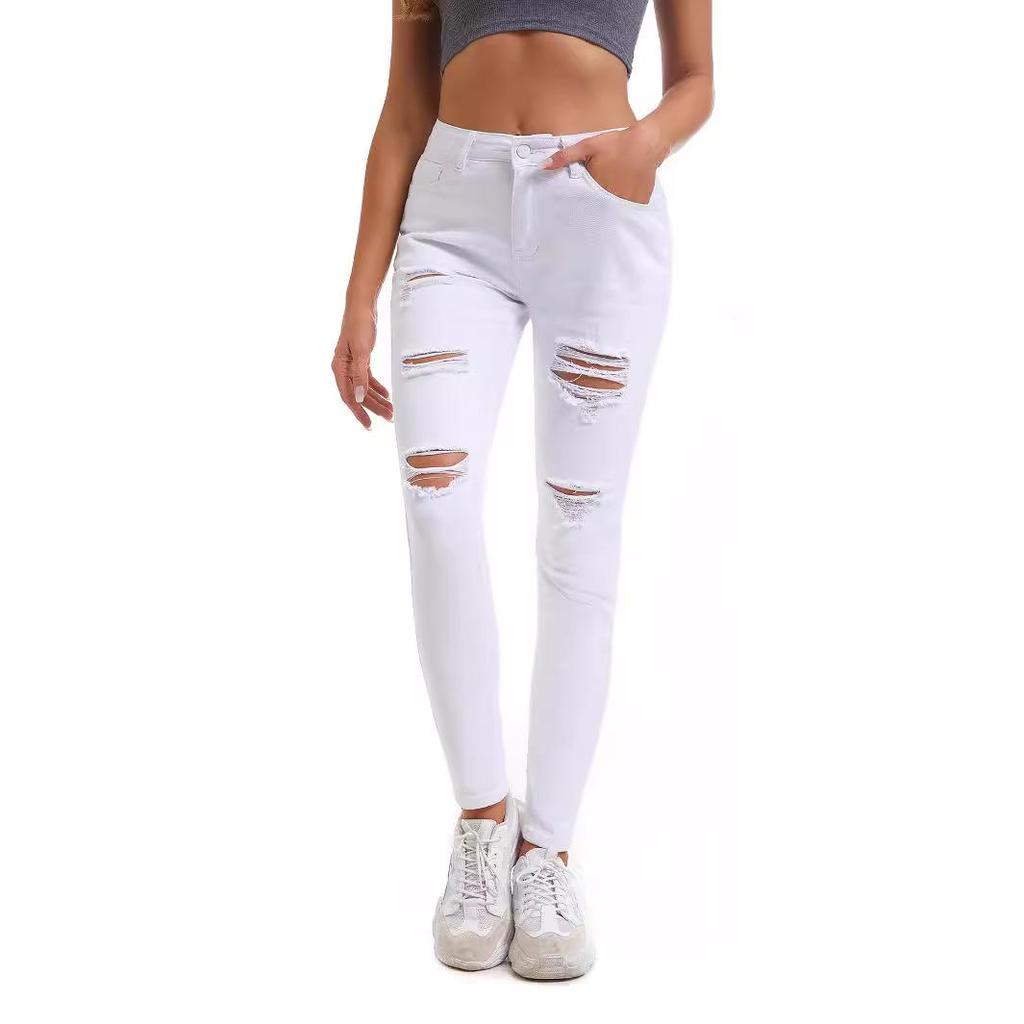 High Waist Slim Fit Black Women's Elastic Jeans