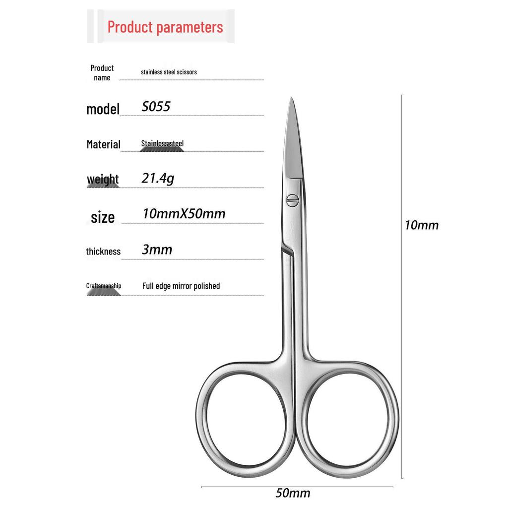 420 Stainless Steel Multi-Purpose Scissors: Large Curved, Straight, Round Tip for Surgical, Beauty, Nose Hair, Eyelid, and Teaching Use.