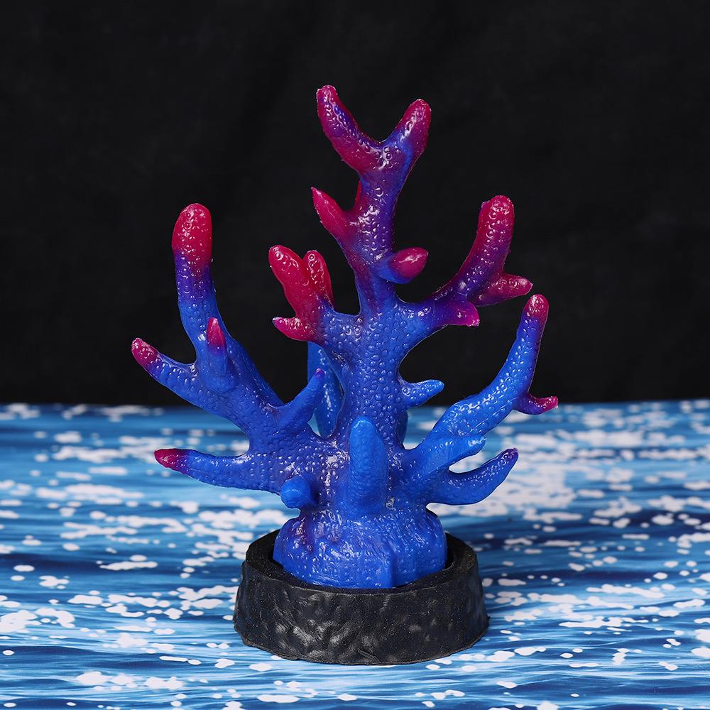 Ornamental Coral Fish Tank Decor: Ironwood Branch with Artificial Plants for Saltwater Aquarium Scenery