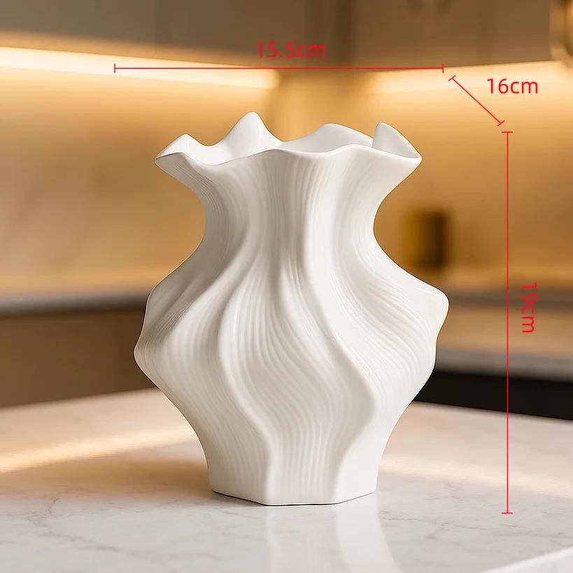 Creative Ceramic Vase Abstract Irregular Folds Handmade Spiral Porcelain Vase Ceramic Handicrafts Flower Vases Flowerpot Vases P
