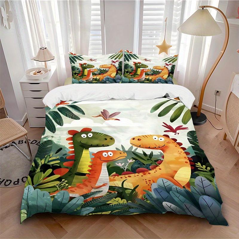 

3pcs Dino Jungle 1Cover + 2Pillowcases, PillowInserts NotIncluded, Machine Washable, All - Season Use, Suitable for Bedroom Guest Room69 135x200cm