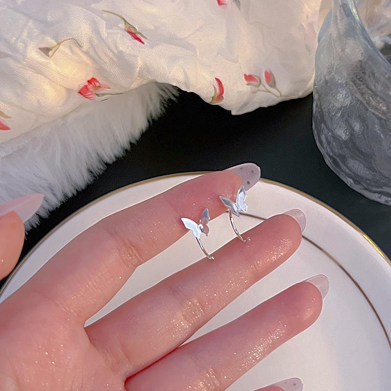 S925 Silver Stud Earrings Women's Ear Hole Earrings Niche Design Earbone Studs High-end Earrings