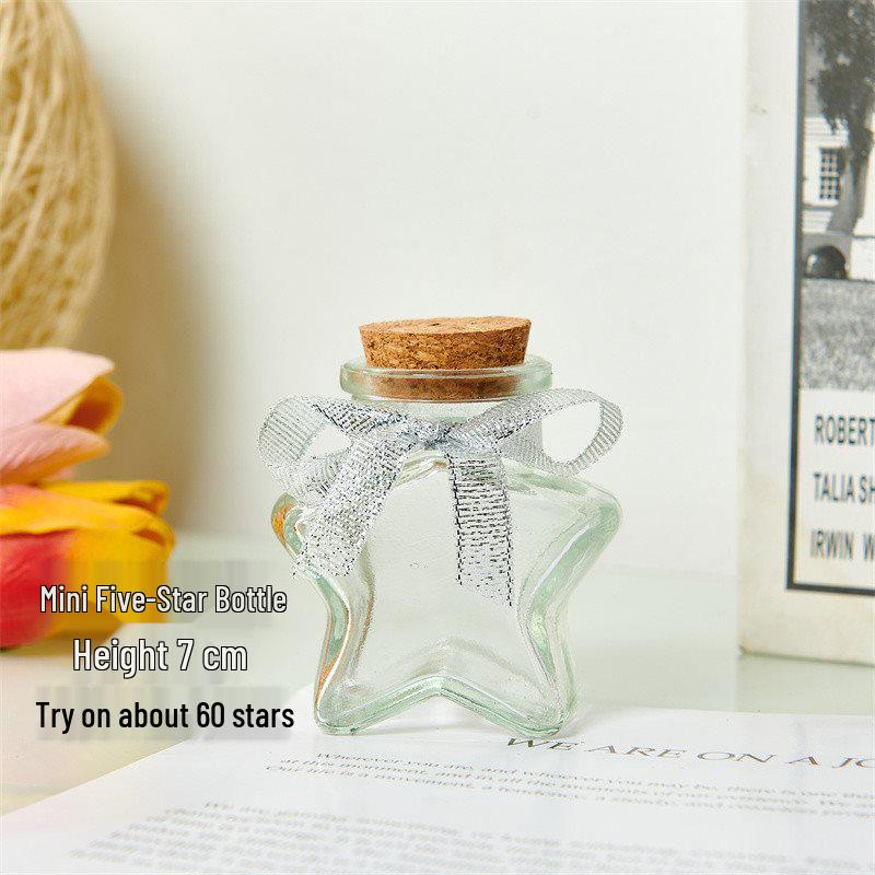 Creative Glass Bottle with Sand, Shells, Lucky Stars, Paper Cranes, and Rainbow Pentagrams