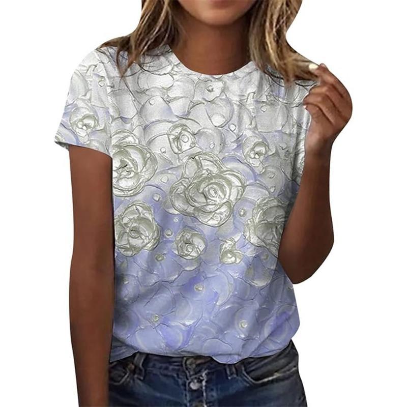 

Vintage Flower Pattern 3D Printing Women s Short Sleeve T Shirt Casual Round Neck Tops Elegant Mystery Woman S