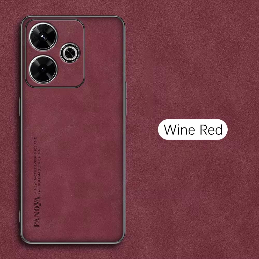 

Redmi13 Роскошный чехол из овчины для Xiaomi Redmi 13 4g 5g мужской деловой ретро защитный чехол на заднюю панель Redmi 13 Funda Coque Redmi 13 4g вино красного