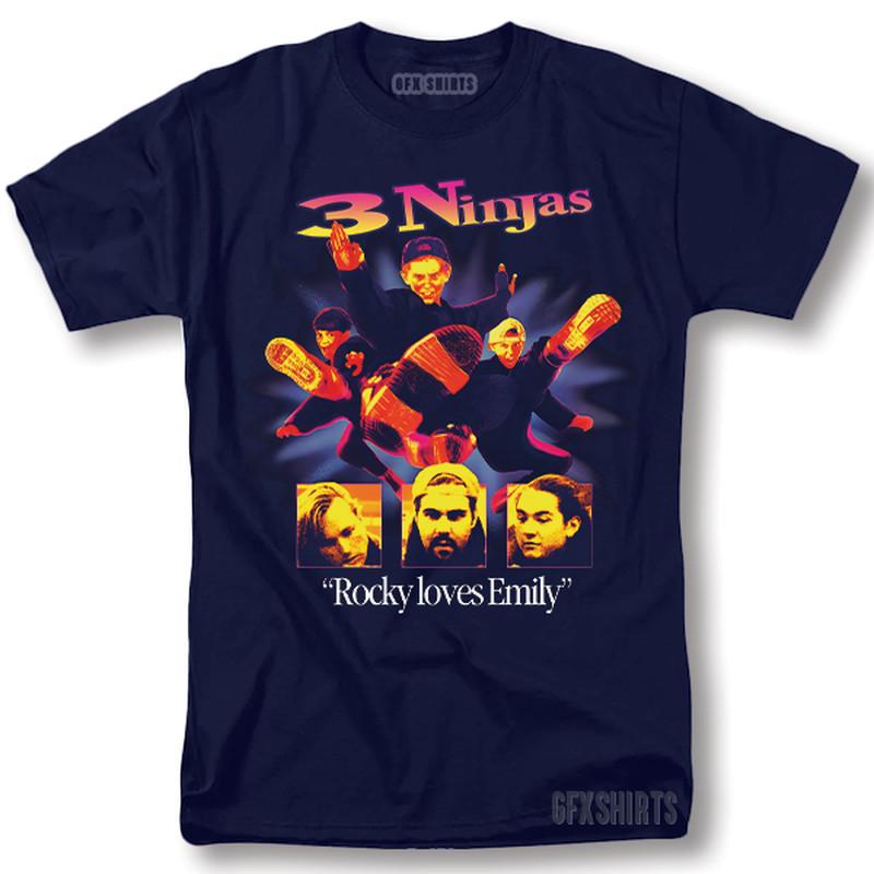 

3 Ninjas Shirt Rocky Loves Emily Movie Classic Retro Vintage Graphic T-Shirt 4XL