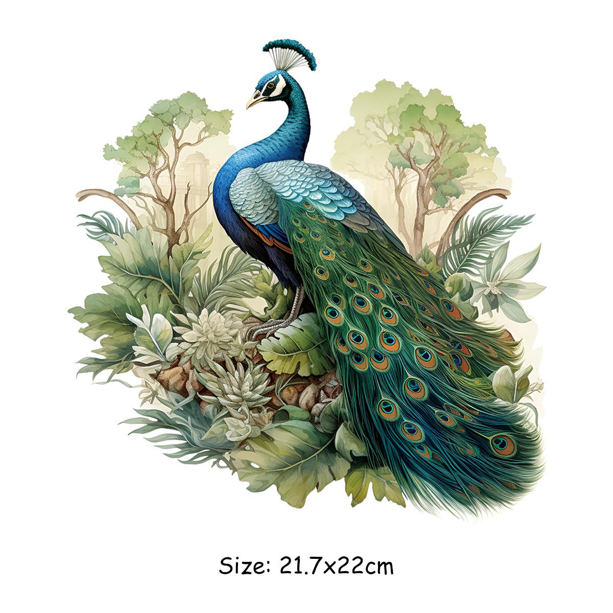 

Термопереводные наклейки для одежды, реалистичные павлиньи пуховые сумки, термопереводные наклейки для одежды, Parches Ropa, наклейки «сделай сам», патч